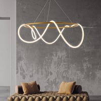 Lustre LED Nordique Minimaliste de Luxe Léger à Hauteur Réglable avec Lignes Longues Simples pour Salons/Salles à Manger et Hôtels