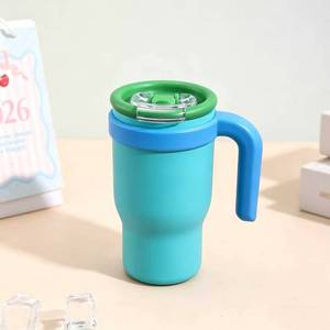 14oz tumbler with handle BPA-Free vacuum Insulated 14oz tumbler stainless steel <b>cup</b> with handle kids tumbler <b>cups</b> with <b>straw</b> - Product Image 4