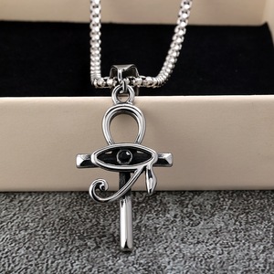 สร้อยคอจี้สแตนเลสสตีลรูปดวงตาแห่งฮอรัส สัญลักษณ์อียิปต์โบราณ รูปทรงกากบาท เครื่องประดับสำหรับใส่ทุกวัน - Product Image 3