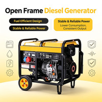 Vente directe usine – Générateur diesel 6 kW à cadre ouvert, monocylindre, refroidi par air, monophasé et triphasé, mobile et portable pour la maison