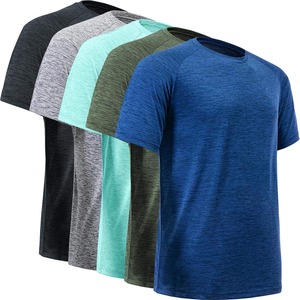 T-shirt de sport pour homme en polyester et élasthanne cationique à séchage rapide et respirant, col rond, pour la course à pied et l'entraînement, design personnalisé - Product Image 2