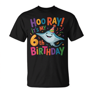 T-shirt Stingray pour enfants de 6 ans, c'est mon 6ème anniversaire, chemise de fête pour enfants de 6 ans - Product Image 2
