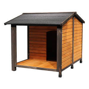 Nichoir <span class=keywords><strong>pour</strong></span> chien en bois, grand, extérieur, surélevé, villa <span class=keywords><strong>pour</strong></span> animaux de compagnie avec toit ouvert et terrasse, imperméable et facile à nettoyer <span class=keywords><strong>pour</strong></span> chiens moyens/grands - Product Image 1