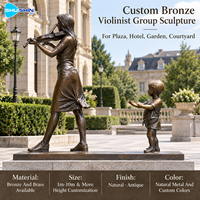 Sculpture d'artiste en bronze représentant un groupe de violonistes, moulée à la cire perdue en laiton et cuivre, statue personnalisée de figure musicale pour Plaza, Hôtel, Jardin, Cour