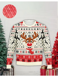 <span class=keywords><strong>Pull</strong></span>-over d'hiver pour homme, personnalisé, respirant, anti-plis, en tricot jacquard à imprimé animal, à manches longues, style décontracté et festif <span class=keywords><strong>de</strong></span> Noël - Product Image 5