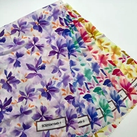 Tissu en coton peigné à imprimé floral aquarelle, doux, fluide, léger, écologique, pour robe, chemisier, chemise, vêtement de mode pour femme