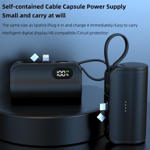 Nhỏ gọn di động 5000mAh mô hình mới điện thoại di động kho báu sạc viên nang Type-C 10W gan công nghệ ẩn đôi cắm in - Product Image 5