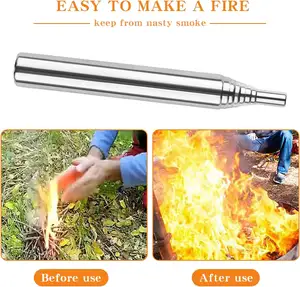 NPOT Blow Fire Tube Stainless Steel Blow Pipe Fire Tools  Fire Blow Pipe for Survival Outdoors Camping Accessories