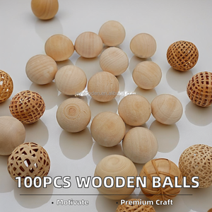 Fabbrica di legno artigianato giocattoli per bambini 6mm piccole sfere di legno 25mm rotonde 20cm naturale intaglio decorativo grandi sfere di legno per bambini - Product Image 2