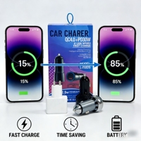 Prise de charge rapide numérique 12/24V pour voiture avec affichage LED, cordon rétractable, surveillance de la tension, garantie d'un an, IC1