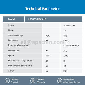 สำหรับ R3G470-AB05-24 435V 1.6A M3G084-DF 1000-3000 m/h AHU ปลั๊กพัดลม FFU หน่วยกรองพัดลมระบายความร้อนแรงเหวี่ยงมอเตอร์ - Product Image 3