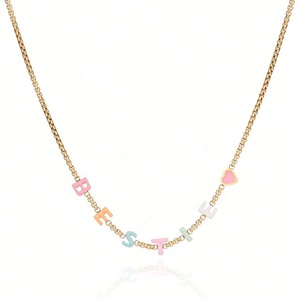 Collier personnalisé avec breloques en émail de luxe, nouveau design, chaîne en boîte, plaqué or 18 carats, acier inoxydable, bijoux tendance pour femmes - Product Image 1