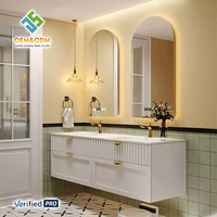 OEM 2025 moderne or marbre salle de bain ensemble de vanité cuivre armoire panneau évier robinet Rock Dressing pour chambre Table à manger bureau OEM