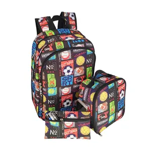 New three-piece backpack custom cute printed school bags casual backpack set for student backpack and lunch bag set