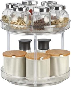 レイジースーザン ラウンド エコフレンドリー PETプラスチック製 透明回転式ターンテーブル 食品保存容器 キャビネット パントリー 冷蔵庫 キッチン用 - Product Image 2
