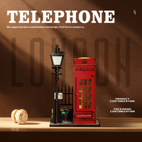 Rompecabezas 3D de Madera con Diseño de Cabina Telefónica Estilo Londinense, Luz Nocturna LED, Decoración para Librería, Envío Inmediato, Dropshipping, 1 Pieza, Kit de Modelo, Regalo