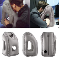 Oreiller de voyage gonflable portable, soutien ergonomique pour la tête et le cou pour avion, camping et voyages en plein air