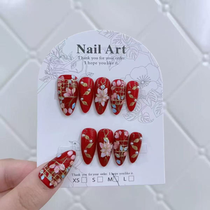 SHUANGYU <span class=keywords><strong>Uñas</strong></span> Postizas Acrílicas Hechas a Mano <span class=keywords><strong>con</strong></span> Efecto Ojo <span class=keywords><strong>de</strong></span> Gato Morado, Diseño Floral 3D <span class=keywords><strong>con</strong></span> Lámina Dorada, Reutilizables, <span class=keywords><strong>con</strong></span> Pegamento, Venta al Por Mayor, Alta Gama - Product Image 2