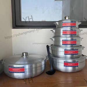 Ustensiles de cuisine légers, ensemble de 6 casseroles en <span class=keywords><strong>aluminium</strong></span>, casserole en <span class=keywords><strong>fonte</strong></span>, batterie de cuisine forgée de grande capacité avec couvercle, ensemble de casseroles à soupe - Product Image 2