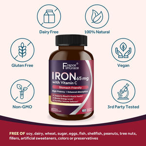 Suplemento de hierro 65 <span class=keywords><strong>mg</strong></span> con vitamina C Aumenta los niveles de energía Suplemento de salud para adultos Tabletas de hierro - Product Image 5