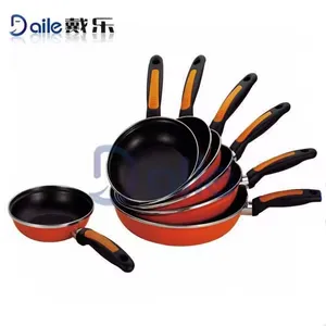 Guaranteed quality enamel double bottom frying pan non stick fry pan red enamel sauce pan