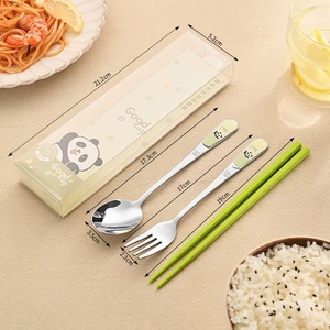 Hot Sale 304 Stainless Steel Portable Birthday Flatware <strong>Childrens</strong> Student Spoon Fork Chopsticks <strong>Cutlery</strong> <strong>Set</strong> Creative Cute - Product Image 4
