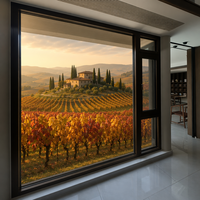 Ventana de Madera Revestida de Aluminio con Aislamiento Acústico HUACAI, Modelo 102, Diseño de Marco Empotrado, Herrajes Alemanes NT para Proyectos Cerca de Aeropuertos