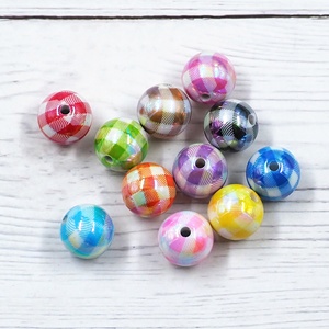 Yeni 15mm renkli akrilik yuvarlak dağınık boncuklar DIY el yapımı malzeme bilezik kolye aksesuarları için - Product Image 2