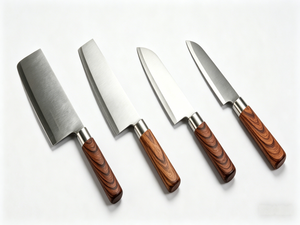 Cuchillo de cocina japonés Wa Handle, pieza única vendida por separado, mango de madera de haya o PP con revestimiento estampado, Santoku, Nakiri, Cleaver - Product Image 1