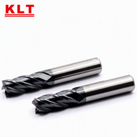 Fraise à queue KLT à 4 dents à fond plat en carbure monobloc haute dureté, OEM/ODM pour l'usinage CNC d'acier structurel haute résistance