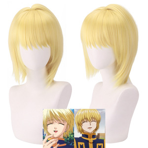 Peluca de Cosplay de Kurapika de <span class=keywords><strong>HUNTERxHUNTER</strong></span>, Color Dorado, 35 cm, para Hombre, Ainizi - Product Image 1