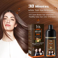 Champú Tinte para Cabello IVS de Fabricante OEM en Guangzhou, Colorido, Sin Amoníaco, Natural, de Coloración Rápida, a la Moda, en Tonos Castaño y Negro para Hombres