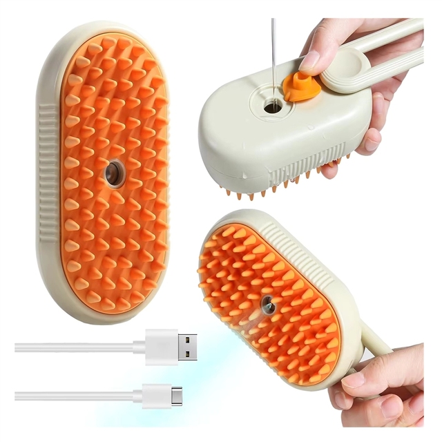 Hot Sale Plastic Pet Grooming Brush 3 in 1 Rechargeable Steam Spray Massager Hair Removal Pet Cleaner Shower Bath Supply Tool