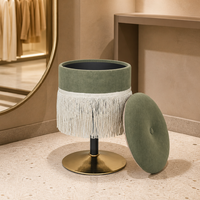 Tabouret de rangement rond avec coussin en tissu, garniture à franges, couvercle amovible, meubles pour salon, chambre à coucher, entrée