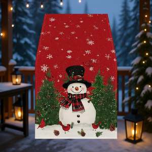 Camino de Mesa Navideño con Diseño de Muñeco de Nieve, 13x72 Pulgadas, Rojo, Decoración Invernal para Cocina y Comedor, Patrón Tradicional de Dibujos Animados, Poliéster - Product Image 2