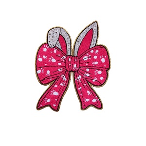 Insignias de lentejuelas de alambre de lingotes Parches de purpurina ecológicos para planchar Pin DE SEGURIDAD Chenille de Pascua Orejas de conejo Parche de arco bordado - Product Image 1