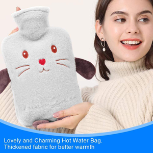 Bouteille d'eau chaude de 1,8 litre avec housse douce et confortable, sac d'eau chaude avec housse animale, cadeaux pour la famille et les amis - Product Image 3