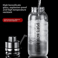 Bouteille en verre borosilicate à double paroi de grande capacité personnalisée, sans BPA, de qualité alimentaire, pour l'eau, les voyages en plein air, 1000 ml, avec filtre à thé