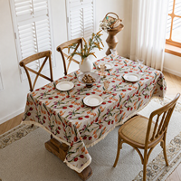 Nappe Jacquard Tissée Durable à Motif Tulipe Rustique, Personnalisable, avec Franges Décoratives, pour la Décoration Intérieure et les Revendeurs