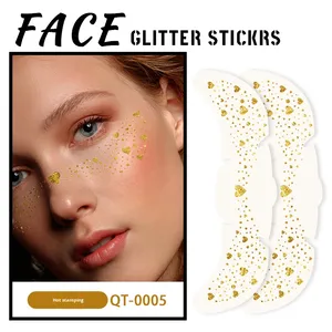 Autocollants temporaires de <span class=keywords><strong>tatouage</strong></span> de tache de rousseur de visage imperméable de feuille d'or populaire pour la fête de concert - Product Image 3
