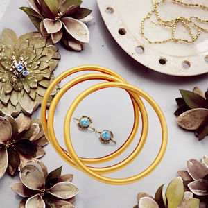 Trendy Geometric Imitation Pearl 24k Gold Plated Dubai India Bangles <b>Bracelets</b> for Women Gift 4mm Wide - Product Image 3