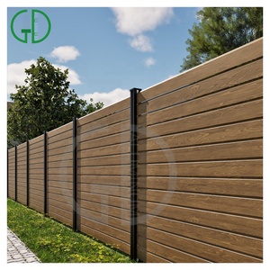 Clôture en aluminium écologique GD avec lattes imitation bois <span class=keywords><strong>et</strong></span> verre trempé, design occultant thermolaqué, brise-soleil <span class=keywords><strong>coulissant</strong></span> pour jardin - Product Image 6