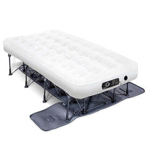 Lit de couchage pliable floqué avec cadre, <span class=keywords><strong>camping</strong></span> en plein air, voyage, matelas gonflable avec pompe - Product Image 1