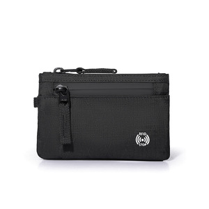 <span class=keywords><strong>Portacarte</strong></span> di Credito Sottile con Cerniera, Mini Portafoglio RFID, Piccola Borsa Portamonete, Astuccio con Zip, Portafogli Corti Neri, Porta Carte Bancarie per Uomo - Product Image 3