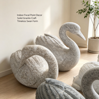 Sculpture d'animal réaliste en granit, statue de cygne en pierre, ornement sculpté à la main pour la décoration latérale de jardin, étang ou fontaine