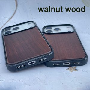 Ốp lưng gỗ tự nhiên cho <span class=keywords><strong>iPhone</strong></span> 17 Pro, chất liệu gỗ óc chó hồng sắc, phụ kiện điện thoại cho <span class=keywords><strong>iPhone</strong></span> 17 - Product Image 3