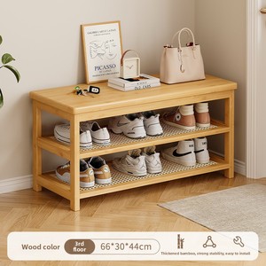 Scarpiera in bambù naturale ecologica, moderna, a 5 ripiani, impilabile, per l'ingresso - Product Image 5