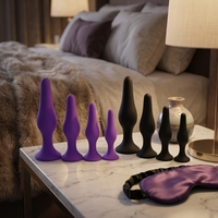 Ensemble de Plugs Anaux à Ventouse 4 Tailles en Silicone Liquide, Dilatateur Anal Long et Fin, Jouets pour Adultes pour Couples