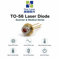 Diode laser rouge 670 nm 5 mW UOC U-LD-670561A/D TO-56 avec lentille plate et moniteur PD pour scanner médical PBM