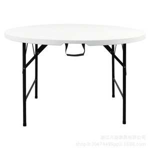 VENSEN 72 Inch (1.8m) Extra Large Round Folding <b>Outdoor</b> Heavy Duty HDPE <b>Plastic</b> Banquet <b>Table</b> for 12-14 People - Product Image 3